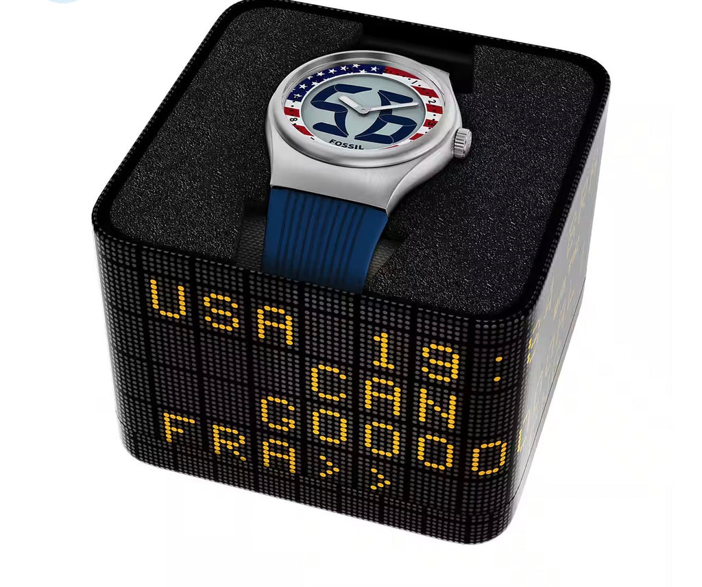 FOSSIL Quartz Watch World Flags Big Tic USA - LE1235